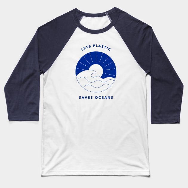 Less Plastic Saves Oceans Baseball T-Shirt by CHADDINGTONS